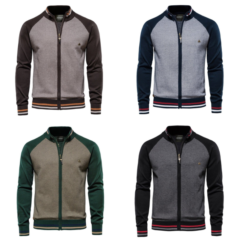 Herr trägt eine lässige Slim-Fit Jacke, ideal für Alltag und Freizeit