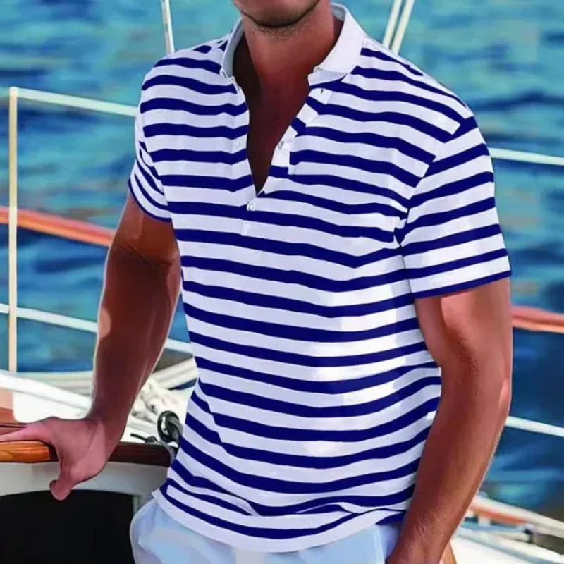 Herren lässiges gestreiftes Poloshirt in sportlichem Look