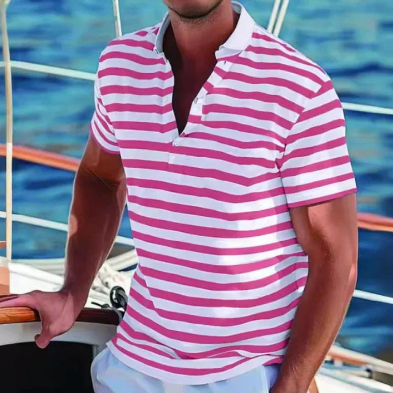 Herren lässiges gestreiftes Poloshirt in sportlichem Look