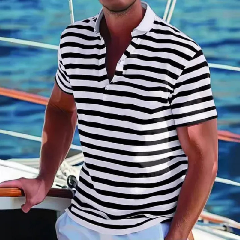 Herren lässiges gestreiftes Poloshirt in sportlichem Look