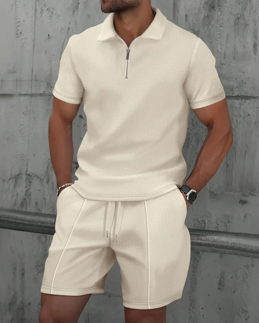  Herren lässiges Poloshirt- und Shorts-Set für Sommer, Freizeit und Urlaub