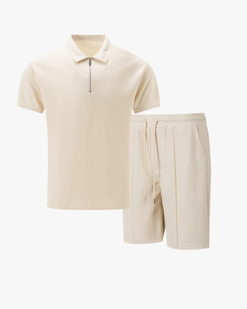  Herren lässiges Poloshirt- und Shorts-Set für Sommer, Freizeit und Urlaub