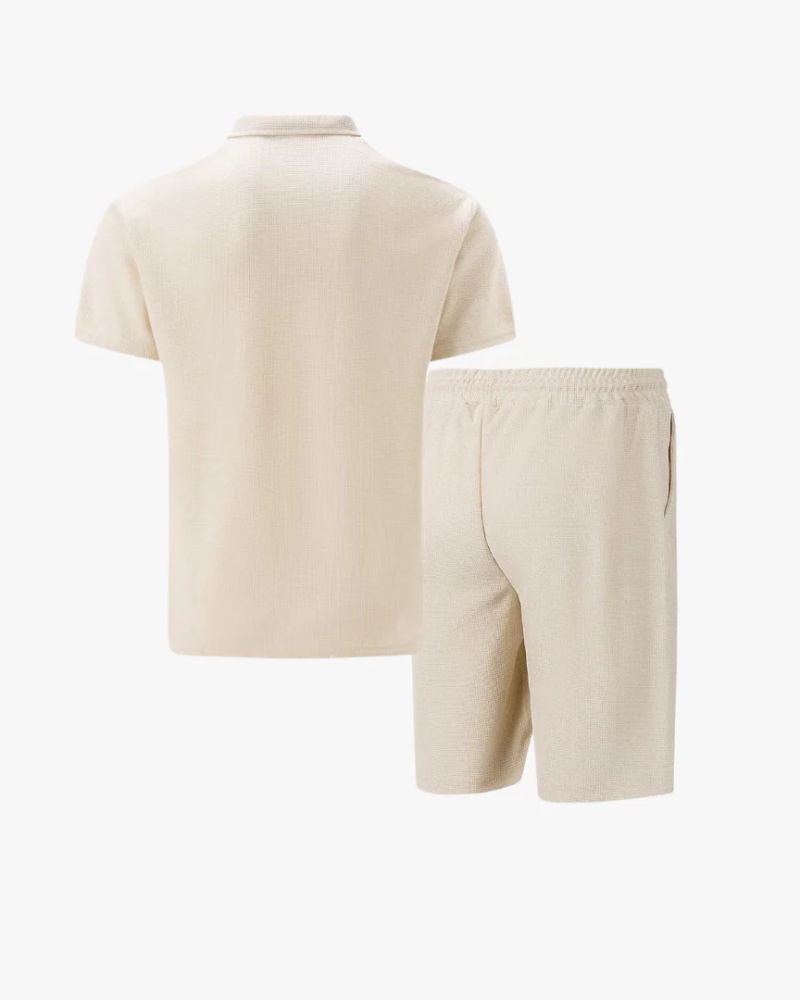  Herren lässiges Poloshirt- und Shorts-Set für Sommer, Freizeit und Urlaub