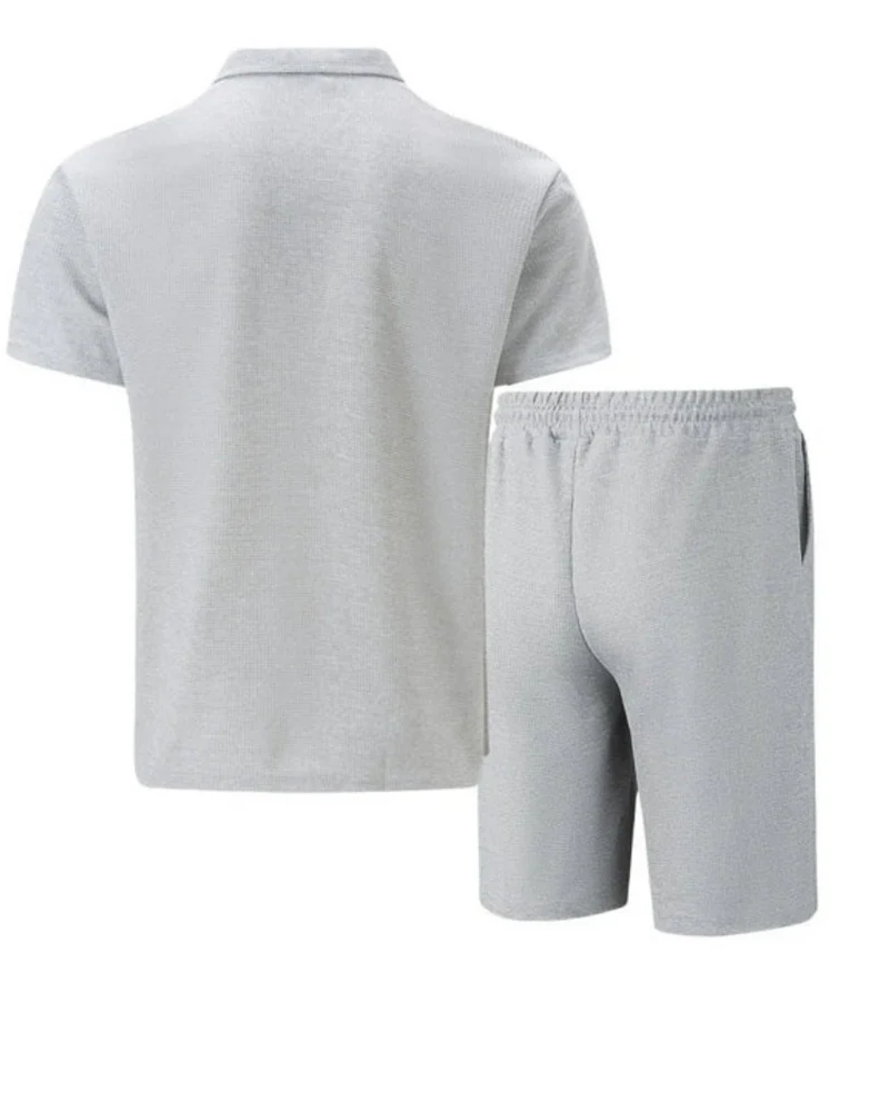  Herren lässiges Poloshirt- und Shorts-Set für Sommer, Freizeit und Urlaub