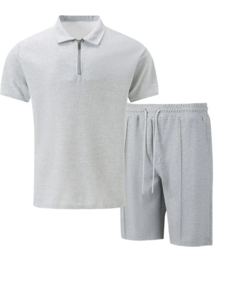  Herren lässiges Poloshirt- und Shorts-Set für Sommer, Freizeit und Urlaub