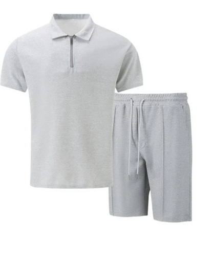  Herren lässiges Poloshirt- und Shorts-Set für Sommer, Freizeit und Urlaub