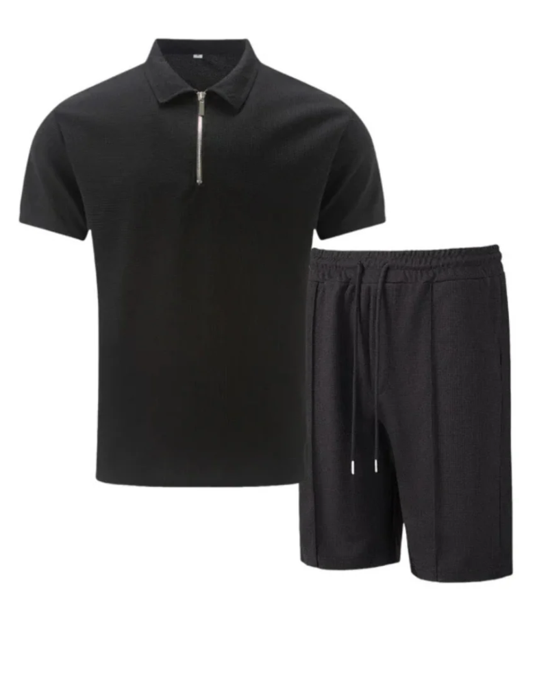  Herren lässiges Poloshirt- und Shorts-Set für Sommer, Freizeit und Urlaub
