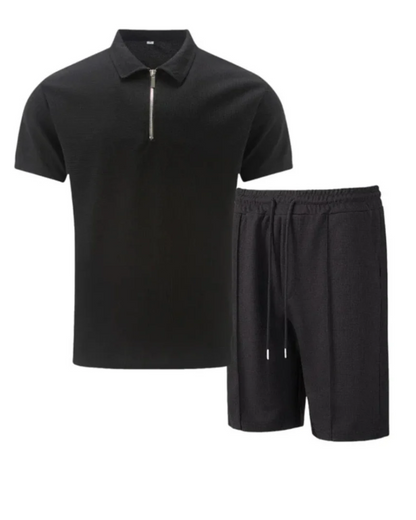  Herren lässiges Poloshirt- und Shorts-Set für Sommer, Freizeit und Urlaub