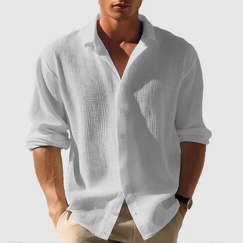  Herren luftiges Button-Down-Hemd mit langen Ärmeln für stilvolle Outfits