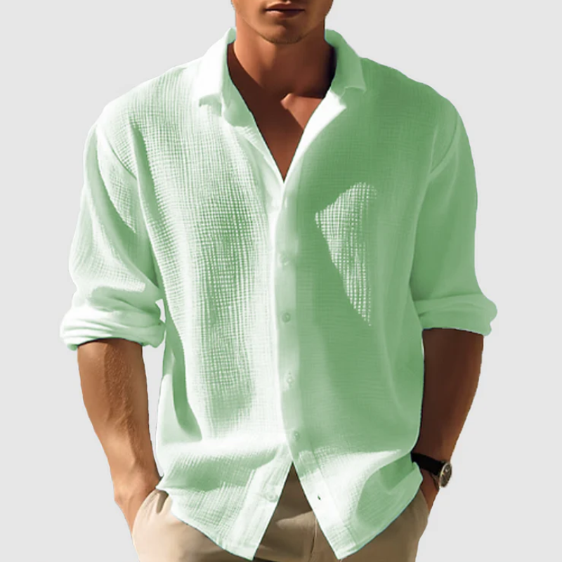  Herren luftiges Button-Down-Hemd mit langen Ärmeln für stilvolle Outfits