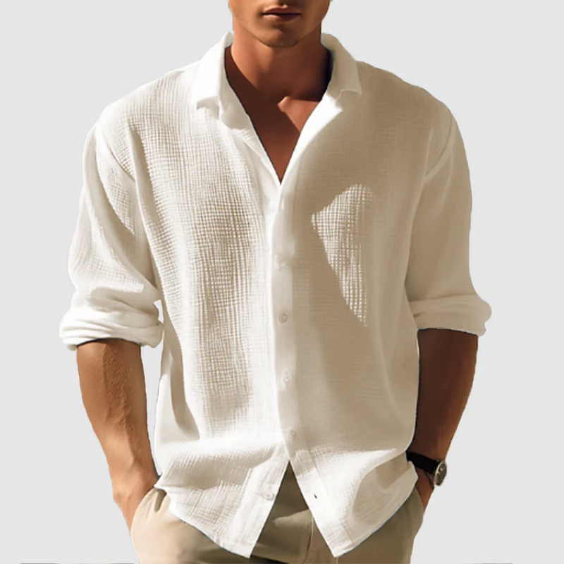  Herren luftiges Button-Down-Hemd mit langen Ärmeln für stilvolle Outfits