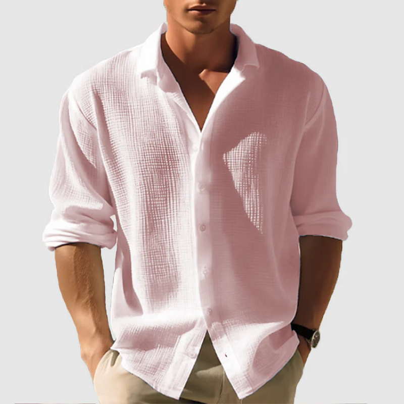  Herren luftiges Button-Down-Hemd mit langen Ärmeln für stilvolle Outfits