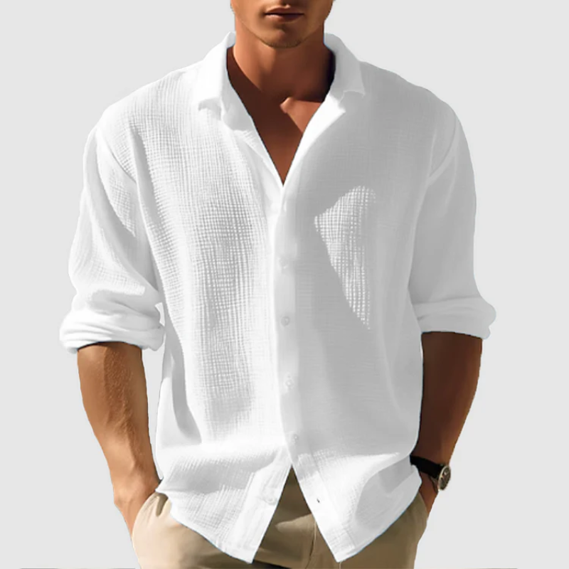  Herren luftiges Button-Down-Hemd mit langen Ärmeln für stilvolle Outfits