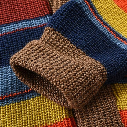 Herren-Strickjacke mit mehrfarbigem Streifenmuster für stilvollen und bequemen Alltagslook