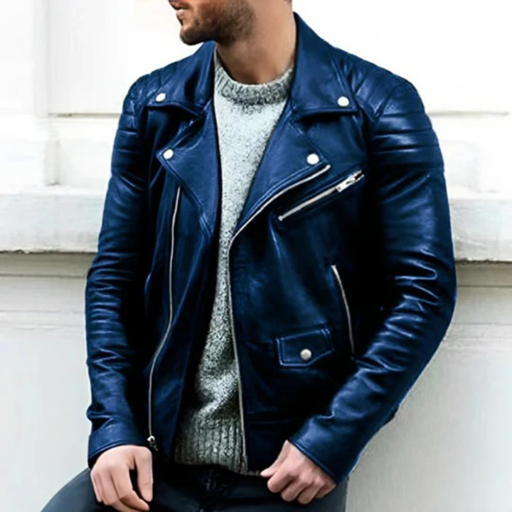 Herren moderne Bikerjacke mit markantem Design für Alltag und Freizeit
