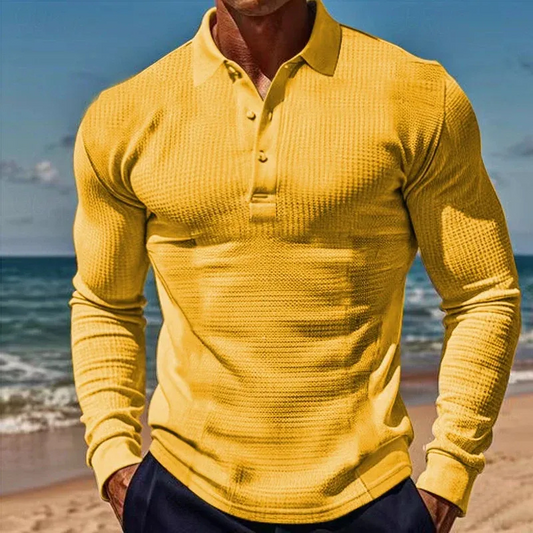 Herren-Poloshirt mit langen Ärmeln in klassischem Design für Alltag und Freizeit