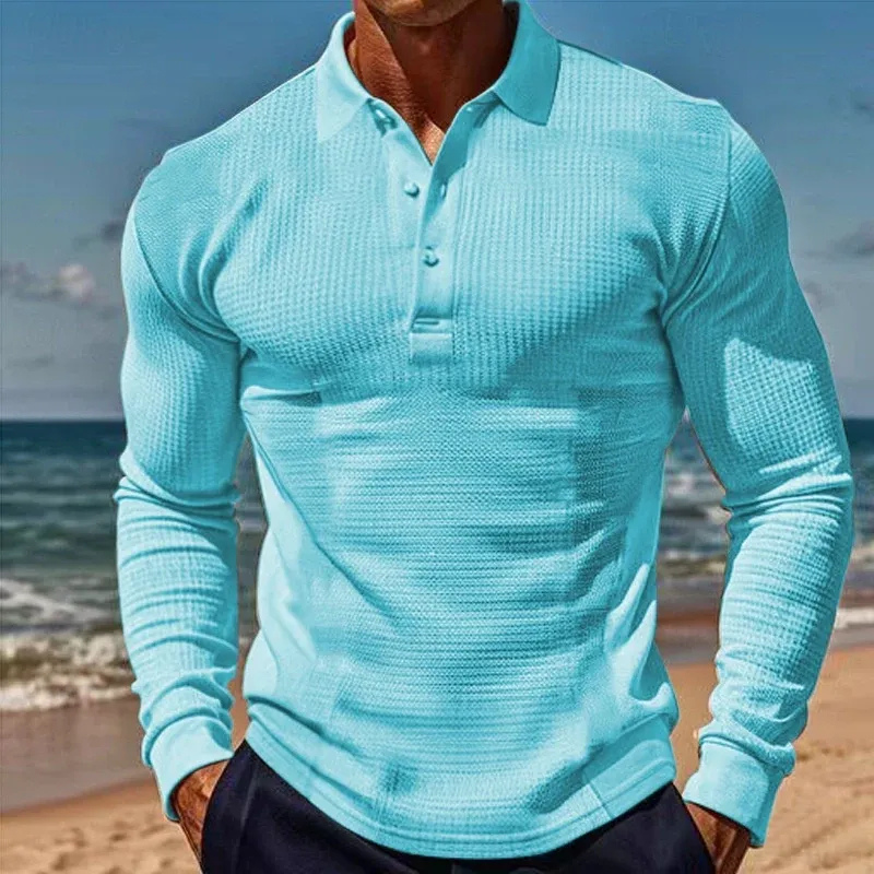 Herren-Poloshirt mit langen Ärmeln in klassischem Design für Alltag und Freizeit