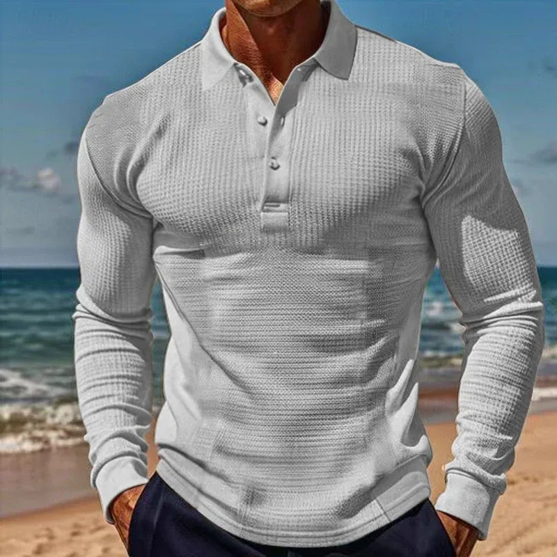 Herren-Poloshirt mit langen Ärmeln in klassischem Design für Alltag und Freizeit
