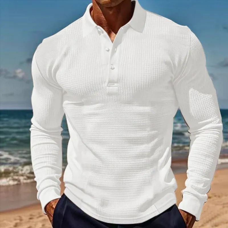 Herren-Poloshirt mit langen Ärmeln in klassischem Design für Alltag und Freizeit
