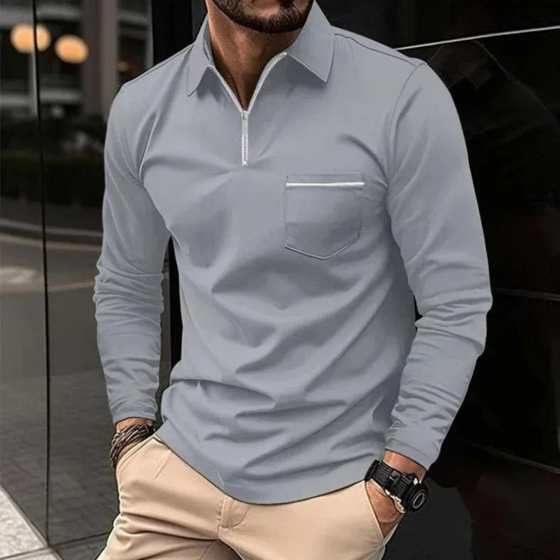 Herren Poloshirt mit Reißverschluss in modernem, zeitlosem Design für Alltag und Freizeit