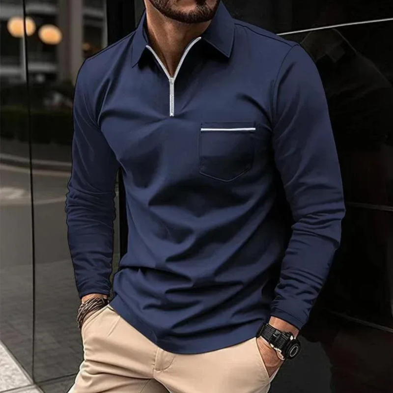 Herren Poloshirt mit Reißverschluss in modernem, zeitlosem Design für Alltag und Freizeit