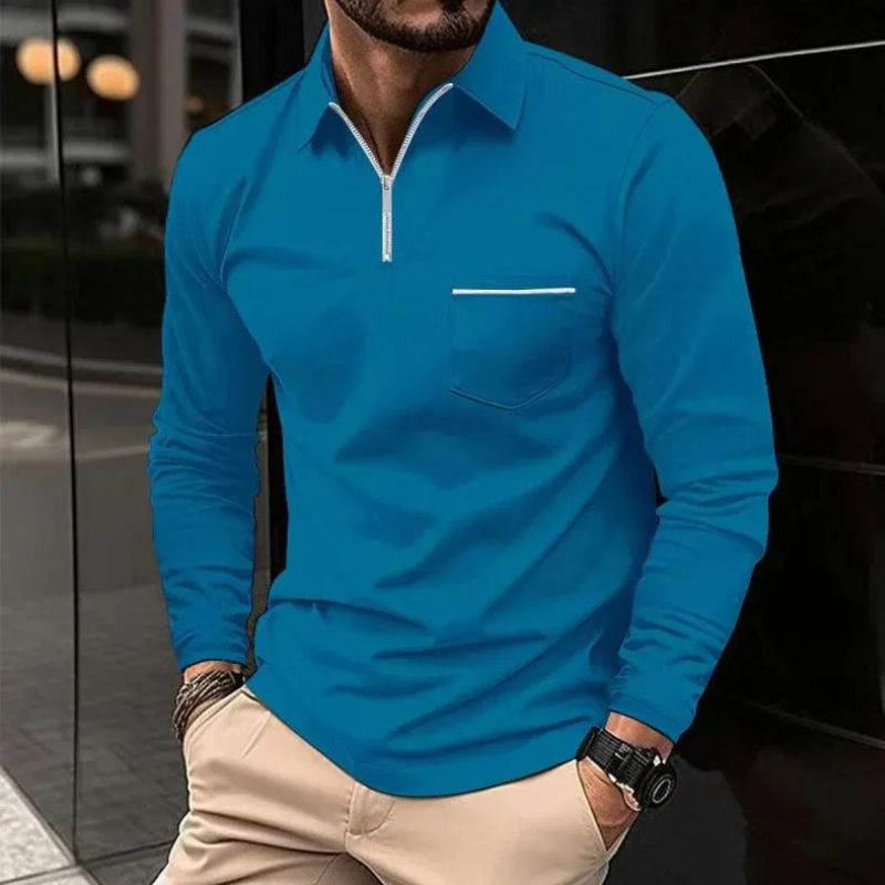 Herren Poloshirt mit Reißverschluss in modernem, zeitlosem Design für Alltag und Freizeit