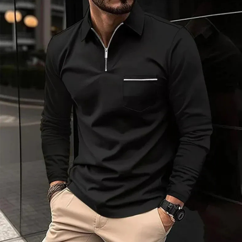 Herren Poloshirt mit Reißverschluss in modernem, zeitlosem Design für Alltag und Freizeit