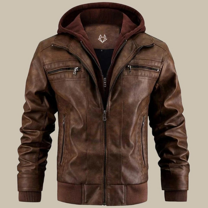 Herren Premium-Bikerjacke mit Kapuze im modernen und markanten Design