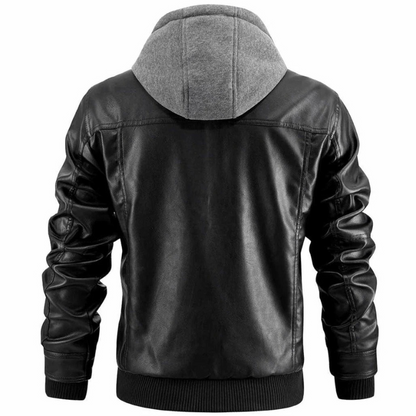 Herren Premium-Bikerjacke mit Kapuze im modernen und markanten Design