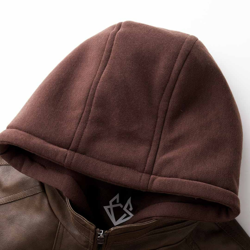 Herren Premium-Bikerjacke mit Kapuze im modernen und markanten Design