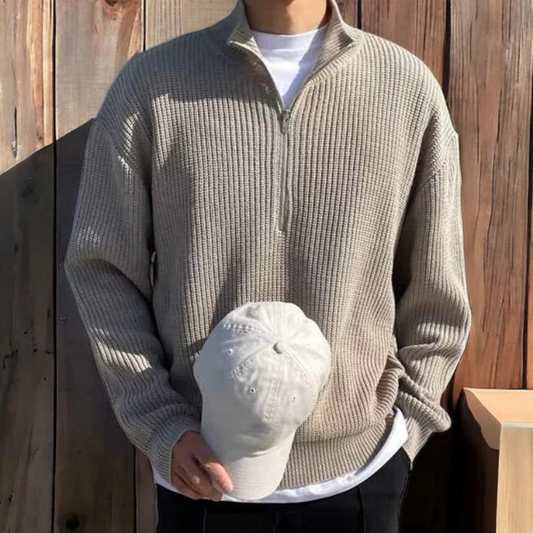  Eleganter Herrenpullover mit halbem Reißverschluss in modernem Design