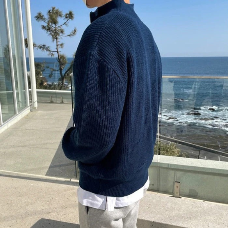  Eleganter Herrenpullover mit halbem Reißverschluss in modernem Design