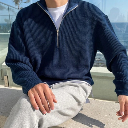  Eleganter Herrenpullover mit halbem Reißverschluss in modernem Design