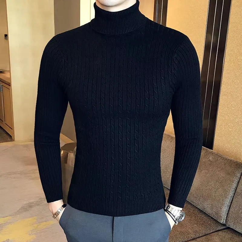 Herren Rollkragenpullover mit schmaler Passform in modernem Design für stilvolle Outfits