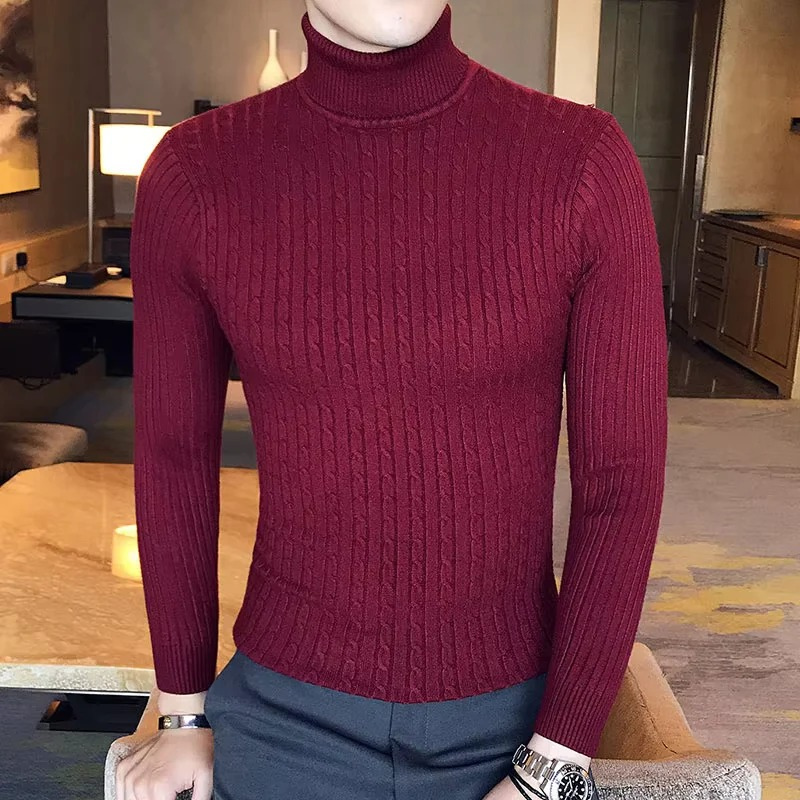 Herren Rollkragenpullover mit schmaler Passform in modernem Design für stilvolle Outfits