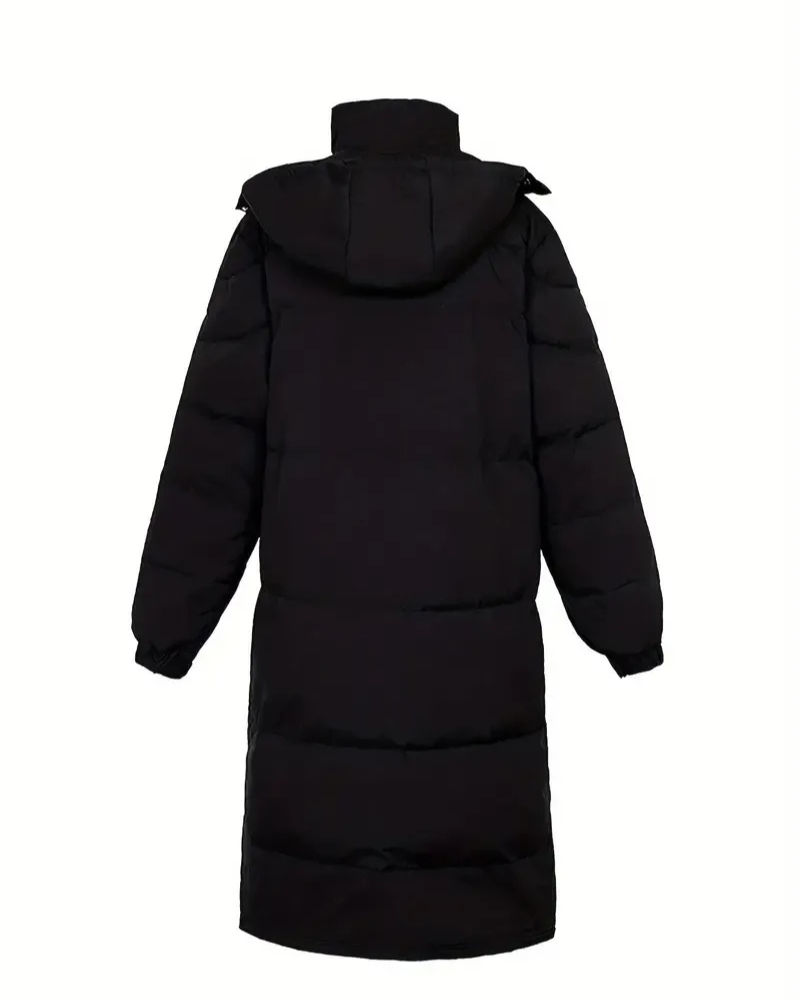 Herren schwarze wattierte Winterjacke, warm und stilvoll für kalte Wintertage