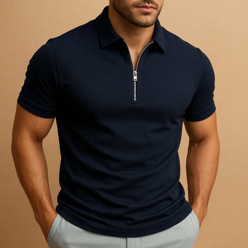 Herren sportliches Poloshirt mit Reißverschluss in modernem Design für vielseitige Outfits.

