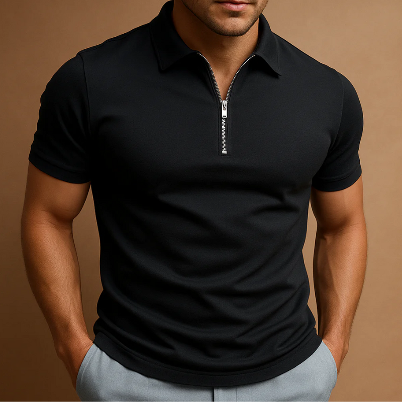 Herren sportliches Poloshirt mit Reißverschluss in modernem Design für vielseitige Outfits.

