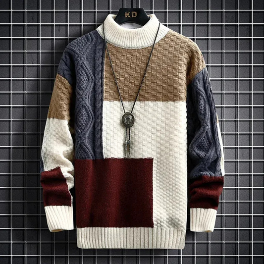 Herren stylischer Patchwork-Pullover in modernem Design