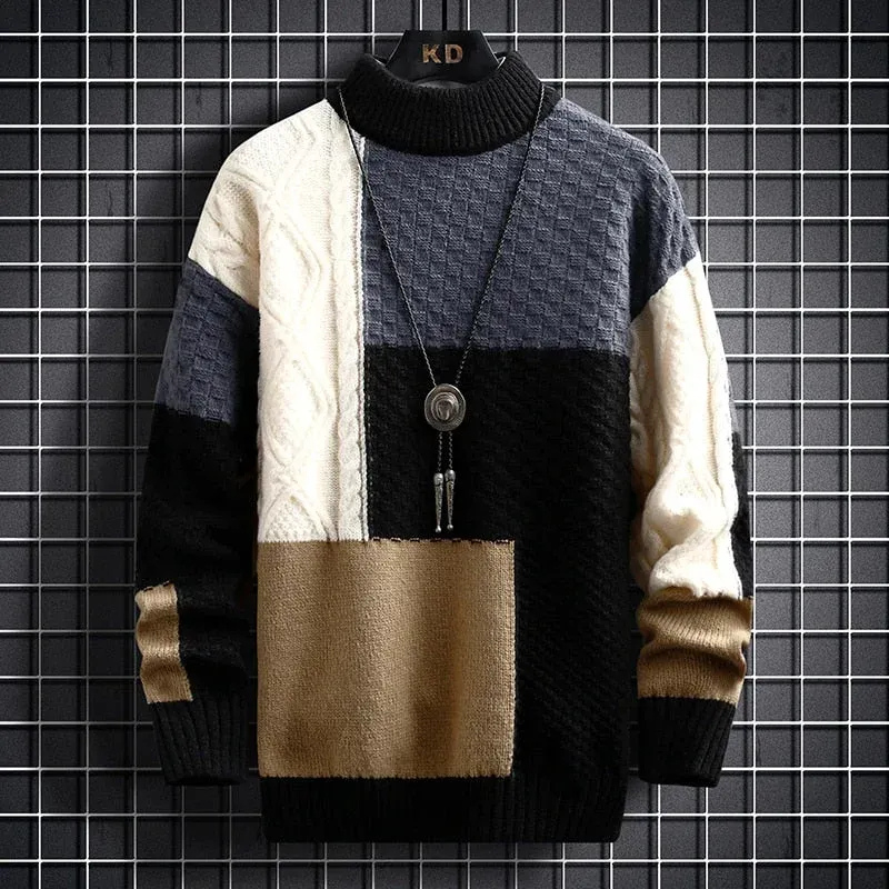 Herren stylischer Patchwork-Pullover in modernem Design