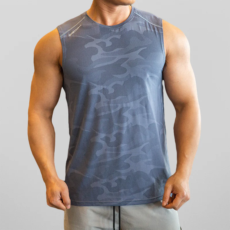 Herren trendiges Camouflage-Tanktop mit sportlichem Muster und lockerer Passform.