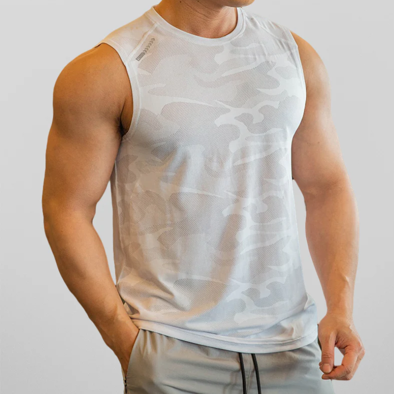 Herren trendiges Camouflage-Tanktop mit sportlichem Muster und lockerer Passform.