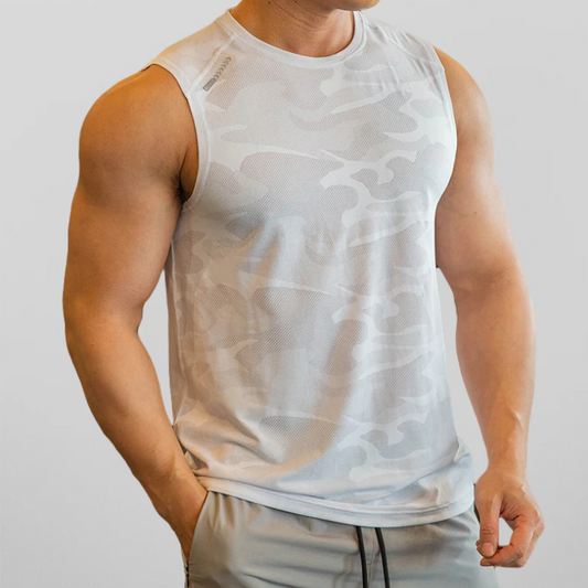 Herren trendiges Camouflage-Tanktop mit sportlichem Muster und lockerer Passform.