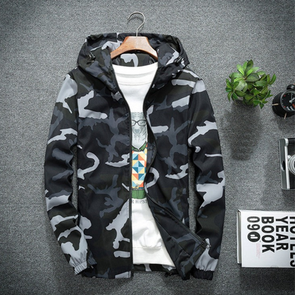 Herren Übergangsjacke mit Camouflage-Muster, locker geschnitten und modern gestaltet