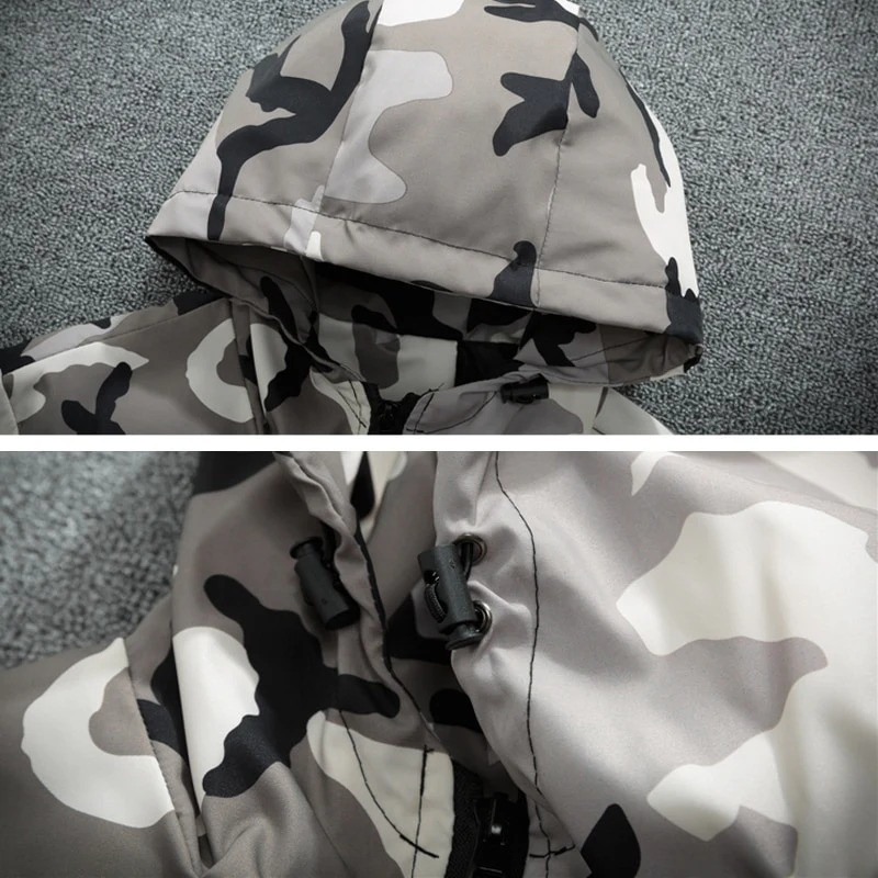 Herren Übergangsjacke mit Camouflage-Muster, locker geschnitten und modern gestaltet