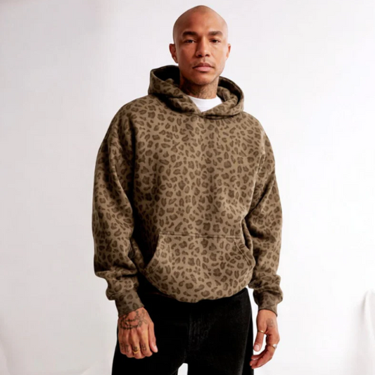 Herren urbaner Leoparden-Hoodie mit modernem Leopardenmuster