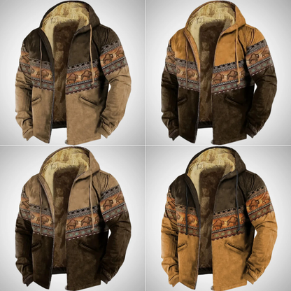Herren warme Jacke mit Bison-Print im markanten und modernen Design