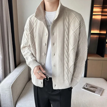 Herren warmer gemütlicher Cardigan in klassischem Design für Freizeit und Büro.