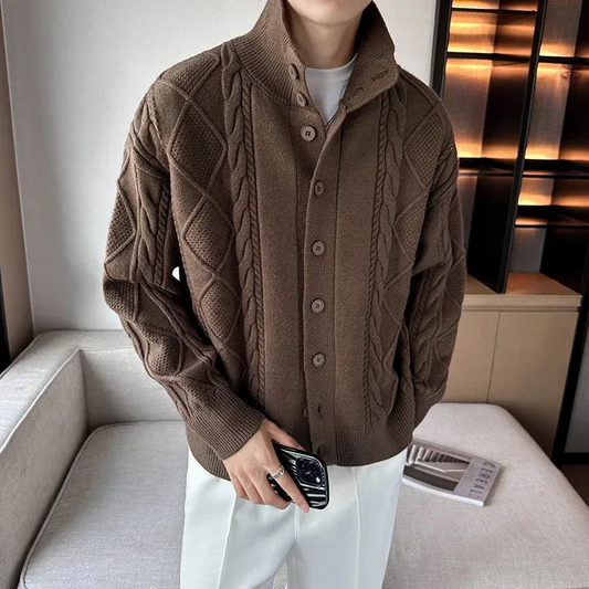 Herren warmer gemütlicher Cardigan in klassischem Design für Freizeit und Büro.