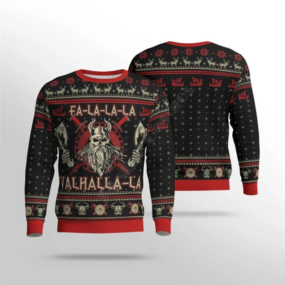 Herren warmer Wikinger-Pullover mit markantem Muster, ideal für stilvolle und gemütliche Looks an kühlen Tagen.